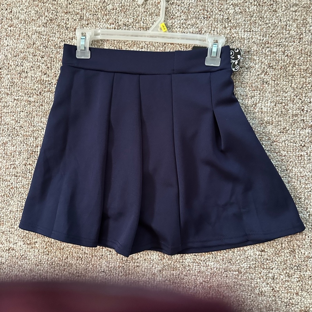 Navy Blue Pleated Skort
